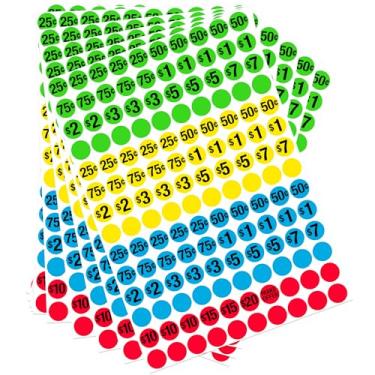 Imagem de Adesivos de preço de venda de garagem – 1540 peças de etiquetas coloridas redondas de 9,5 cm - Etiquetas de ponto removíveis para venda de quintal, suprimentos de preços de mercado de pulgas