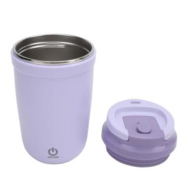 Imagem de Ymiko Caneca de café Com Agitação Automática 350ml de Aço Inoxidável USB Recarregável Copo de Mistura Magnética para café, chá, Leite Design à Prova d'água, Agitador Elétrico Conveniente para (Roxo)