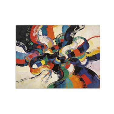 Imagem de Impressões abstratas em tela-Quadro texturizado para parede-Colorido-Pintura moderna para sala de estar 50x65cm Sem Moldura