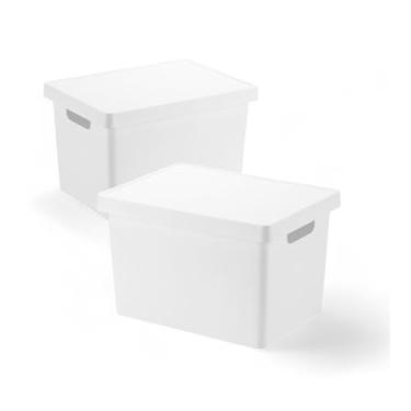 Imagem de Caixa Organizadora Retangular com Tampa 17L Branca - Mood Prático e Funcional para Uso Diário