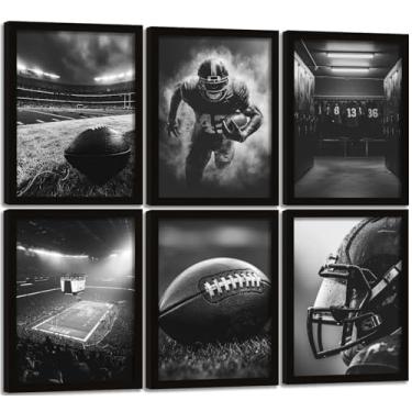Imagem de Arte de parede em tela de futebol com moldura preta, estádio de rúgbi, tema esportivo, decoração de parede, preto, branco, pôsteres de jogos de futebol americano, pintura, impressões, arte para