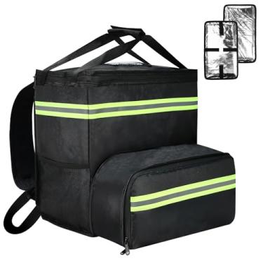 Imagem de Bolsa Isolada para Entrega de Pizza Mochila Comida Térmica Transporte Cooler Lateral Macio à Prova Vazamentos Mercearia Pronta