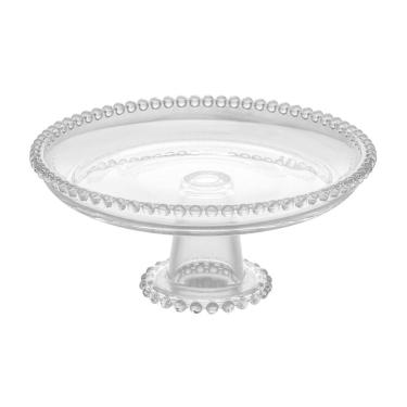 Imagem de Prato de Cristal C/Pé para Bolo/Doces Pearl Bolinha Transparente 20x9cm Wolff