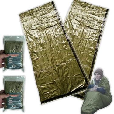 Imagem de Kit 2 Sacos Dormir VERDE 210x90 Emergência Reutilizável Sobrevivencialismo Camping Legendário Trekking Montanhismo