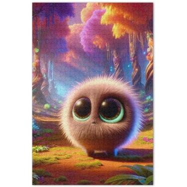 Imagem de Quebra-cabeça de criatura de animação 3D 1000 peças adultos arte animal flor grande quebra-cabeça elefante branco presentes engraçados, 75 x 40 centímetros