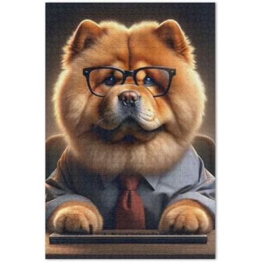 Imagem de Chow Chow Quebra-cabeças para cachorrinhos fofos 500 peças para adultos arte animal quebra-cabeça mordaça presente família elefante branco presentes, 51 x 35 centímetros