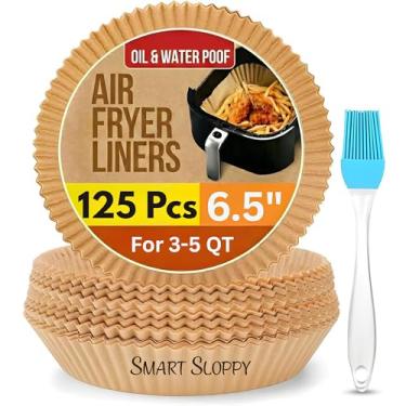Imagem de Forros descartáveis para fritadeira a ar – 125 peças de papel pergaminho antiaderente, à prova de óleo e à prova d'água para facilitar a limpeza | Serve para cestas de fritadeira QT Air Fryer