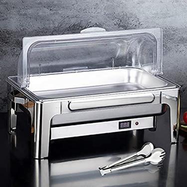 Imagem de Chafer Chafing Dish, Aquecedores De Servidor Buffet Com Tampa Visível Transparente, Aquecedores De Alimentos Comerciais Para Festas, Integral/Stent Shi,B-9l,1/2