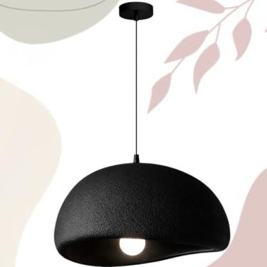 Imagem de Gimpo, Lustre Pendente 50cm Luminária Japonesa Wabi-Sabi Orgânico Cogumelo Concreto Gimpo LTJ50-PRETO-A