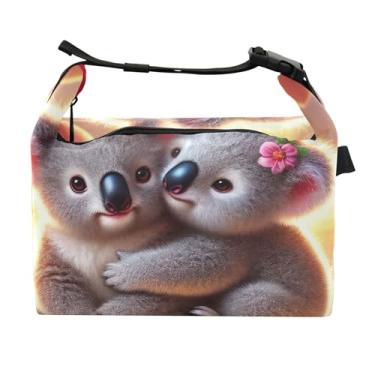 Imagem de TSENQUE Lancheira fofa com coração de coalas à luz de velas para mulheres lancheira macia para o trabalho linda bolsa térmica rosa isolada para o trabalho