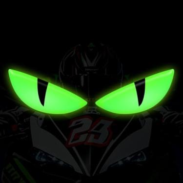 Imagem de 2 pares de adesivos refletivos de olho de gato, adesivos de farol de motocicleta, aviso de segurança à prova d'água para porta traseira de carro (verde)