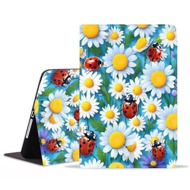 Imagem de stmedazm Capa para Samsung Galaxy Tab A11 Plus (2025)/A9 Plus (2023) 28 cm, capa dobrável de couro PU premium com suporte dobrável com despertar/hibernar automático - joaninha em margarida
