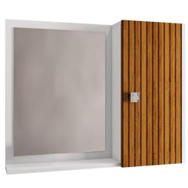 Imagem de Armário Espelheira Com Espelho 1 Porta(Branco/3D Ripado)