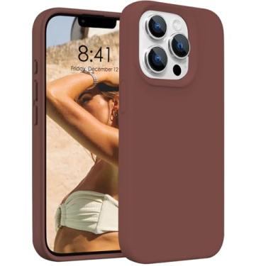 Imagem de Capa de silicone para iPhone 15 Pro Max, capa de telefone leve, acabamento fosco liso marrom