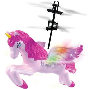 Imagem de Mini drone voador unicórnio rosa sensor mão - dm toys