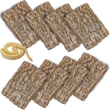 Imagem de Hamiledyi Fundo de terrário de cortiça, 30 x 20 cm, 8 peças, réptil, natural, rasteira, terrário, tábua, dragão, escalada, tapete de parede, decoração para lagarto, camelão, cobra, tartaruga, aranha