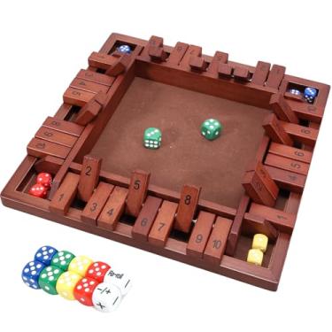 Imagem de Shut The Box Dice Game 12 Inch Upgraded Wooden 2-4 Player Dice Game Math Games Close The Box Family Wooden Dice Board Game for Kids Adults, Tabletop Version for Classroom, Home, Party or Bar