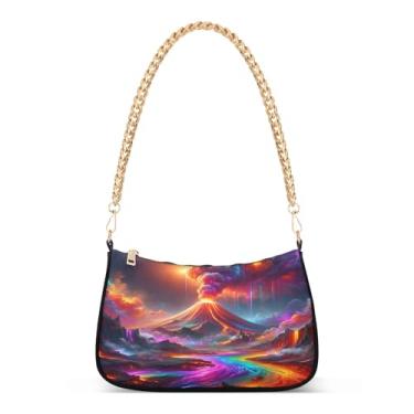Imagem de Bolsa tiracolo Cool Mountain com corrente de rio brilhante, estampa artística, Hobo, bolsa clutch versátil para todos os dias ou à noite