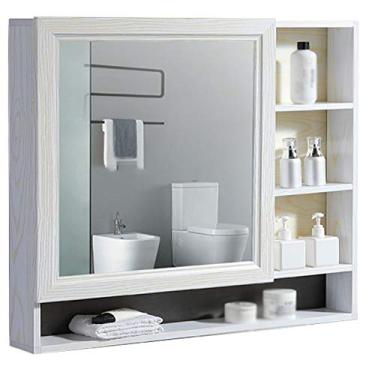 Imagem de Armário de espelho de banheiro montado na parede, organizador de armazenamento de alumínio espacial, armário de remédios, impermeável, à prova de ferrugem, para cozinha, quarto, prata, dourado