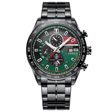 Imagem de Relógio de Pulso Masculino Curren_8410, Militar, Casual, Esportivo, Multifuncional, Movimento De Quartzo, Cronógrafo, À Prova D'água, Mostrador Luminoso, Em Aço Inoxidável