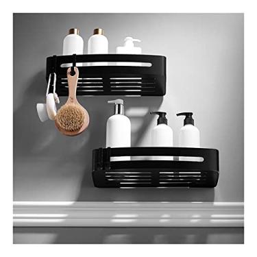 Imagem de Prateleira de chuveiro prateleira de banheiro de alumínio, acessórios de banheiro preto, prateleira de canto de chuveiro, suporte de armazenamento de xampu, suporte de cesta de banheiro