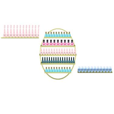 Imagem de Prateleiras de metal para guardar esmaltes de parede, prateleira organizadora de óleos essenciais de 5 camadas, prateleira organizadora de óleos essenciais para salão de unhas, para armazenamento de