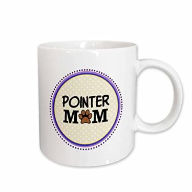 Imagem de 3dRose Pointer Dog Mom - Cachorro mamãe da raça - estampa de pata amor mãe - dono de animais de estimação de cachorro círculo roxo - Caneca de cerâmica, 425 g