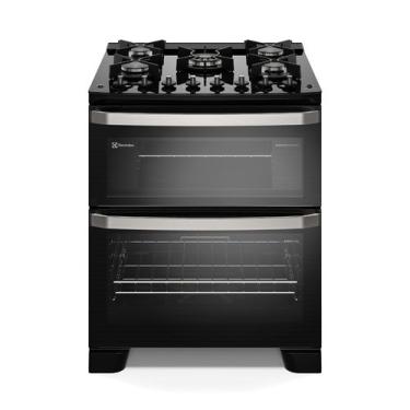Imagem de Fogão 5 bocas Electrolux Preto Experience Mesa de Vidro, 2 Fornos e PerfectCook360 (FE5DB)