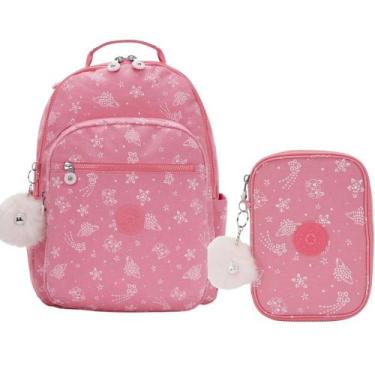 Imagem de Kit Escolar Mochila Kipling Seoul + Estojo 100 pens glitter cats