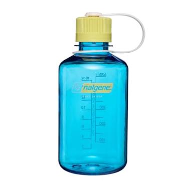 Imagem de Nalgene Garrafa de água Tritan livre de BPA à prova de vazamento - boca estreita de 473 ml - Feita nos EUA para uso externo e hidratação diária - Emoção e movimento (Atol azul)