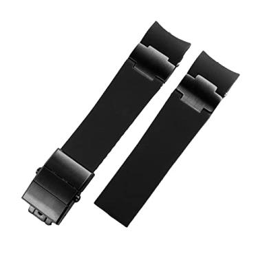 Imagem de SAAWEE Pulseira de relógio de borracha de silicone, para Ulysse Nardin 263 DIVER, pulseira de relógio com cinto impermeável de 22 mm (B preto e preto)