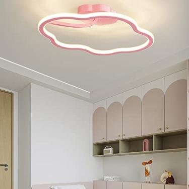 Imagem de Luminária de teto LED, luminária de teto infantil com LED dimerizável e controle remoto, ideal para sala de estar, mesa de jantar, quarto, corredor e jardim de infância (rosa, C-45cm)