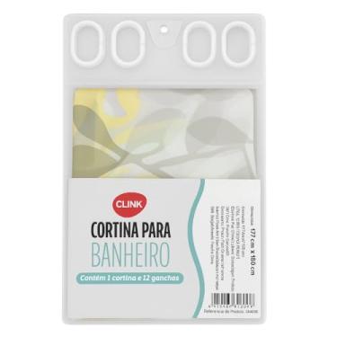 Imagem de Cortina para Banheiro com 12 Ganchos, Plástico Impermeável, Estampado Multiuso (Folhas)