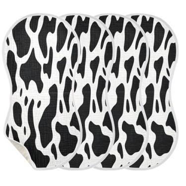 Imagem de Wassud Panos de musselina preta listrados de vaca para arroto, pacote com 2 babadores de algodão, toalhas de rosto absorventes e macios para arrotos para meninos e meninas recém-nascidos