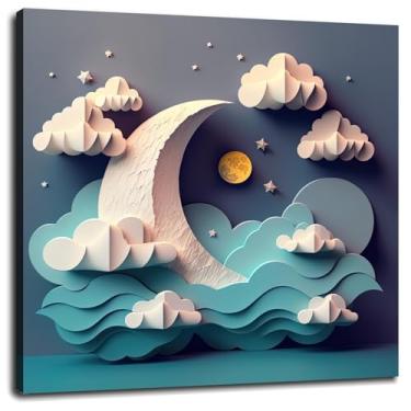 Imagem de Arte em papel estilo pôster impressões em tela arte de parede de berçário para casa 1 painéis decorações com moldura 20.3 cm x 20.3 cm