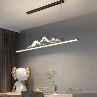 Imagem de Luminária pendente LED moderna para mesa de jantar, com intensidade regulável, design criativo e elegante, ideal para sala de jantar, escritório e cozinha (preta, 120 cm de comprimento).