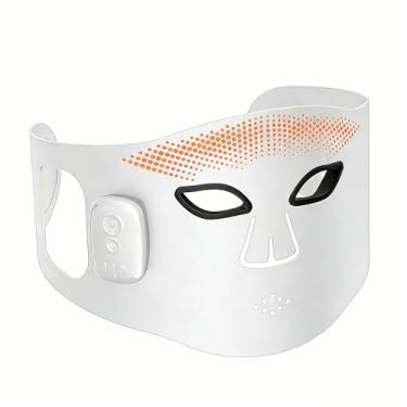 Imagem de AULSTER Máscara Facial de Luz Vermelha, 336 LEDs, 4 Modos de Luz, Dispositivo Antienvelhecimento e Firmador de Pele para Uso Doméstico, Branco