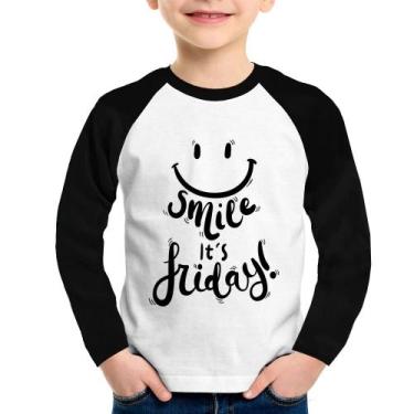 Imagem de Camiseta Raglan Infantil Smile, It's Friday! Manga Longa - Foca na Mod