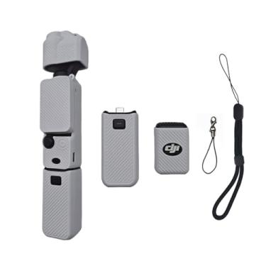 Imagem de YAMAFOO Capa de silicone Pocket 3, capa protetora, protetor de lente, capa resistente a arranhões compatível com acessórios DJI OSMO Pocket 3 Creator Combo (cinza)