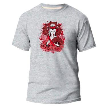 Imagem de Camiseta Básica Algodão Premium Estampa Digital Gueixa Skele - Pavesi,