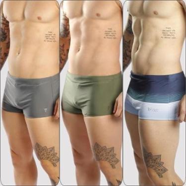 Imagem de Kit 2 Sunga Boxer Lisa 1 Sunga Estampada Moda Praia Piscina-Masculino