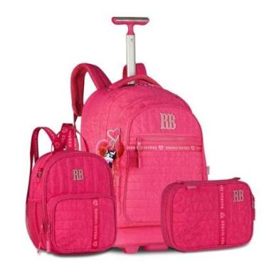 Imagem de Mochila Carrinho Rebecca Bonbon Kit com Lancheira e Estojo-Feminino