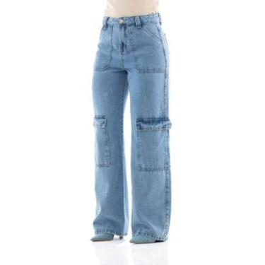 Imagem de Calça Jeans Feminina Arauto Wide Leg Cargo-Feminino