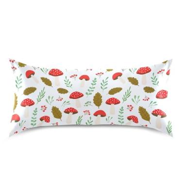 Imagem de Wassud Fronha de cetim cogumelos para cabelo e pele fronhas de seda lisa king size respiráveis com fecho de envelope