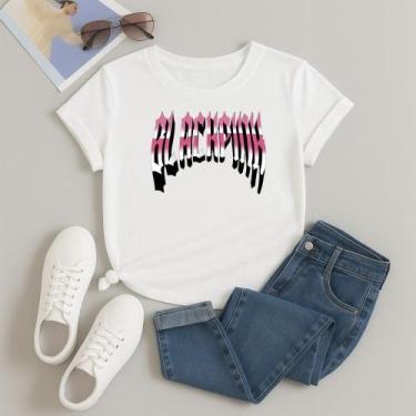 Imagem de Camiseta Estampada 100% Algodão Blackpink Letreiro 614 Manga Curta Lin
