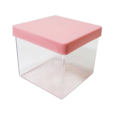 Imagem de Kit 10 Caixa Acrílica 5x5 Caixinha Lembrancinha Porta Doce Festa (Rosa Bebê)