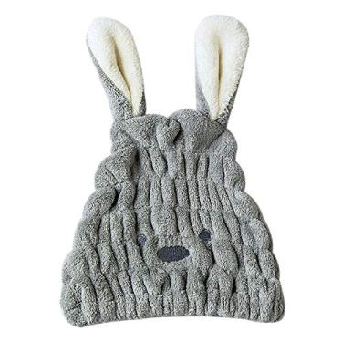 Imagem de Toalha de Cabelo Pelúcia Coral com Orelhas Coelho Banho Secadora Suave como Seda Leve Lavável à Máquina Reutilizável Confortável para Casa Viagem Escr