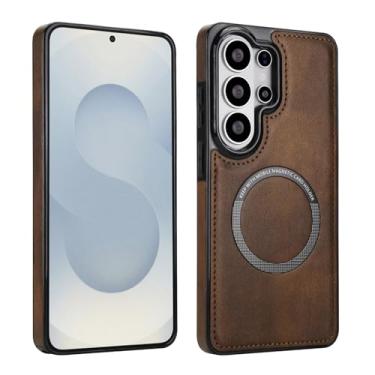 Imagem de Capa magnética ultrafina para carregamento sem fio Samsung Galaxy S26, capa híbrida fina com anel magnético para carregador sem fio, suporte magnético para carro e carteira, capa protetora à prova de