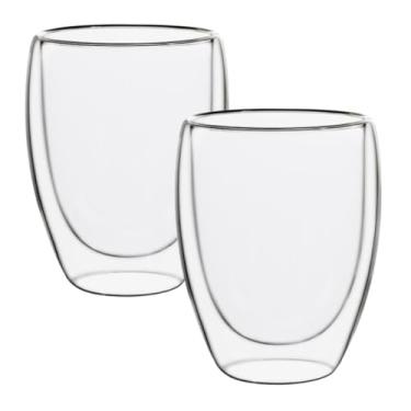 Imagem de Jogo De Copos Parede Dupla 2 Unidades 350 Ml De Vidro Borossilicato Premium