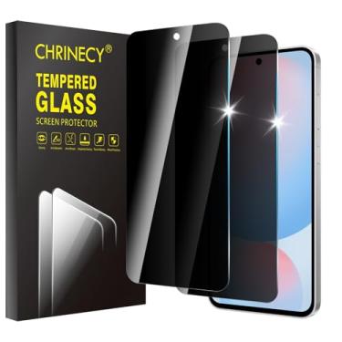 Imagem de CHRINECY Pacote com 2 protetores de tela de privacidade para Samsung Galaxy S24 FE / A56 5G, película de vidro temperado, dureza 9H, antiarranhões, clareza HD premium, compatível com capas, fácil